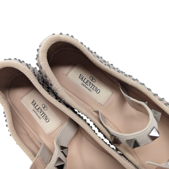 NEW Valentino Garavani Rockstud Crystal Nude Ballet Ballerina Flats Sz EU 39 - Picture 7 of 12